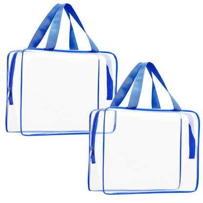 Crystal Clear PVC Travel Toiletry Bag Kit for Women Men, Waterproof Vinyl Organizer Makeup Bags with Zipper Handle Straps, Cosmetic Bag Pouch Carry on Airport Airline Compliant Bag Handbag