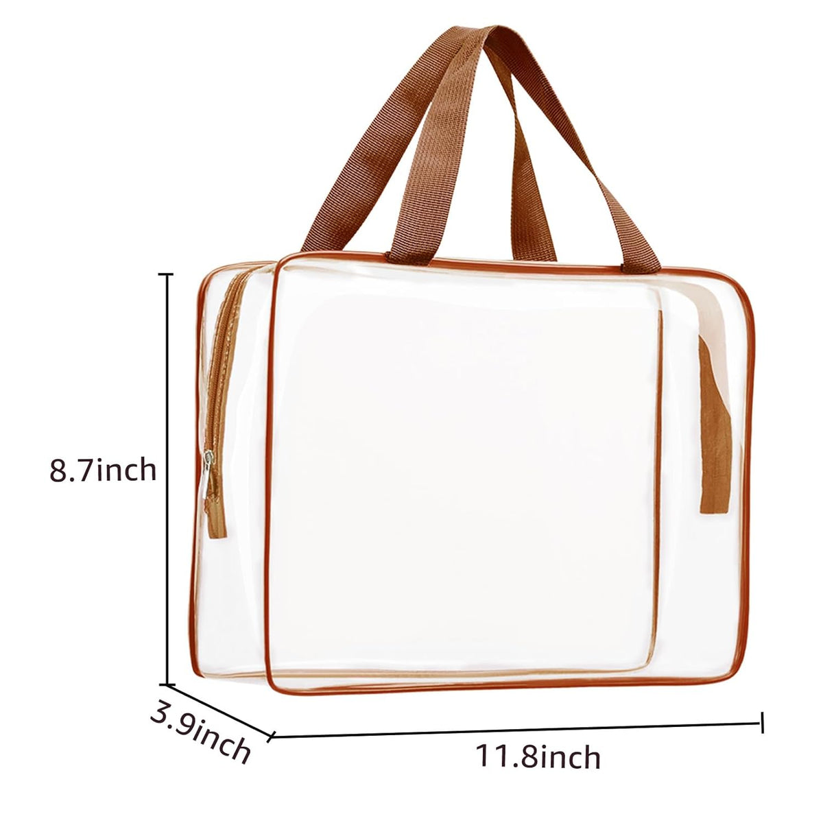 Crystal Clear PVC Travel Toiletry Bag Kit for Women Men, Waterproof Vinyl Organizer Makeup Bags with Zipper Handle Straps, Cosmetic Bag Pouch Carry on Airport Airline Compliant Bag Handbag