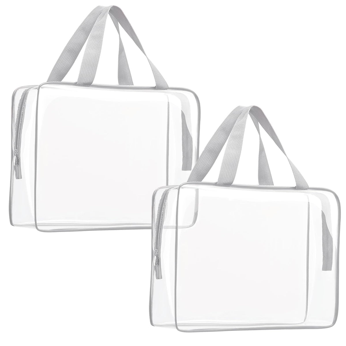 Crystal Clear PVC Travel Toiletry Bag Kit for Women Men, Waterproof Vinyl Organizer Makeup Bags with Zipper Handle Straps, Cosmetic Bag Pouch Carry on Airport Airline Compliant Bag Handbag