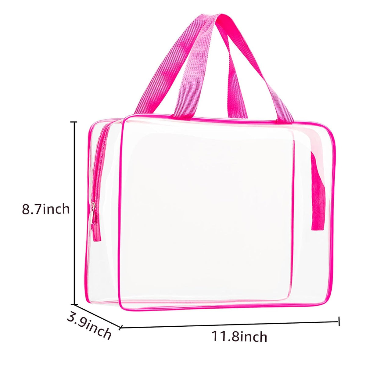 Crystal Clear PVC Travel Toiletry Bag Kit for Women Men, Waterproof Vinyl Organizer Makeup Bags with Zipper Handle Straps, Cosmetic Bag Pouch Carry on Airport Airline Compliant Bag Handbag