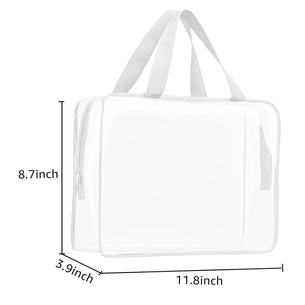 Crystal Clear PVC Travel Toiletry Bag Kit for Women Men, Waterproof Vinyl Organizer Makeup Bags with Zipper Handle Straps, Cosmetic Bag Pouch Carry on Airport Airline Compliant Bag Handbag