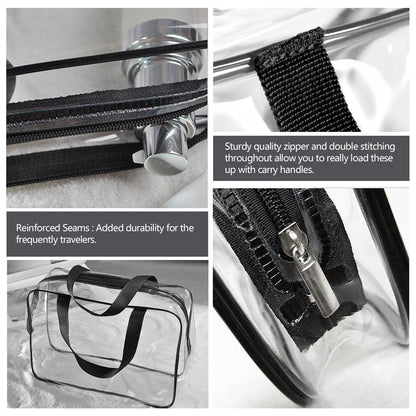 Crystal Clear PVC Travel Toiletry Bag Kit for Women Men, Waterproof Vinyl Organizer Makeup Bags with Zipper Handle Straps, Cosmetic Bag Pouch Carry on Airport Airline Compliant Bag Handbag