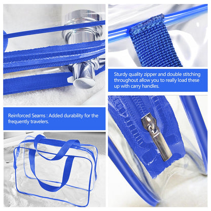 Crystal Clear PVC Travel Toiletry Bag Kit for Women Men, Waterproof Vinyl Organizer Makeup Bags with Zipper Handle Straps, Cosmetic Bag Pouch Carry on Airport Airline Compliant Bag Handbag