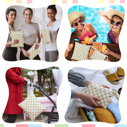 2 Pack Wet Dry Bags Ice Cream Waterproof Pouch Large & Small Makeup Bag Baby Wet Bags Zipper Pouch for Baby Women Diapers Cloth(Green)