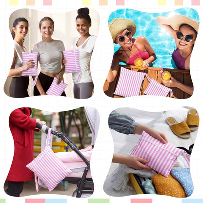 2 Pack Wet Dry Bags Ice Cream Waterproof Pouch Large & Small Makeup Bag Baby Wet Bags Zipper Pouch for Baby Women Diapers Cloth(Green)