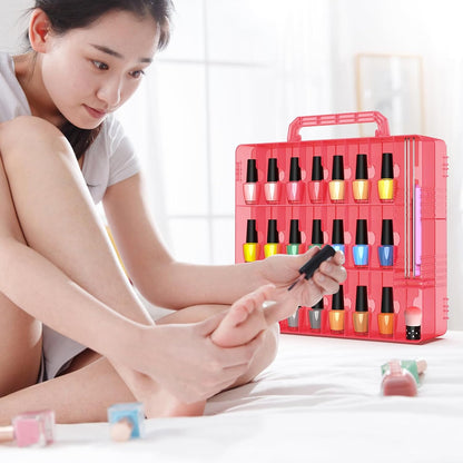 2pcs Nail Polish Organizer, Portable 48 Bottles Clear Nail Polish Holder with Adjustable Divider, Gel Nail Polish Storage Double Side Nail Polish Organizer Case for Nail Tech Grey