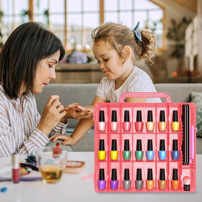 2pcs Nail Polish Organizer, Portable 48 Bottles Clear Nail Polish Holder with Adjustable Divider, Gel Nail Polish Storage Double Side Nail Polish Organizer Case for Nail Tech Grey