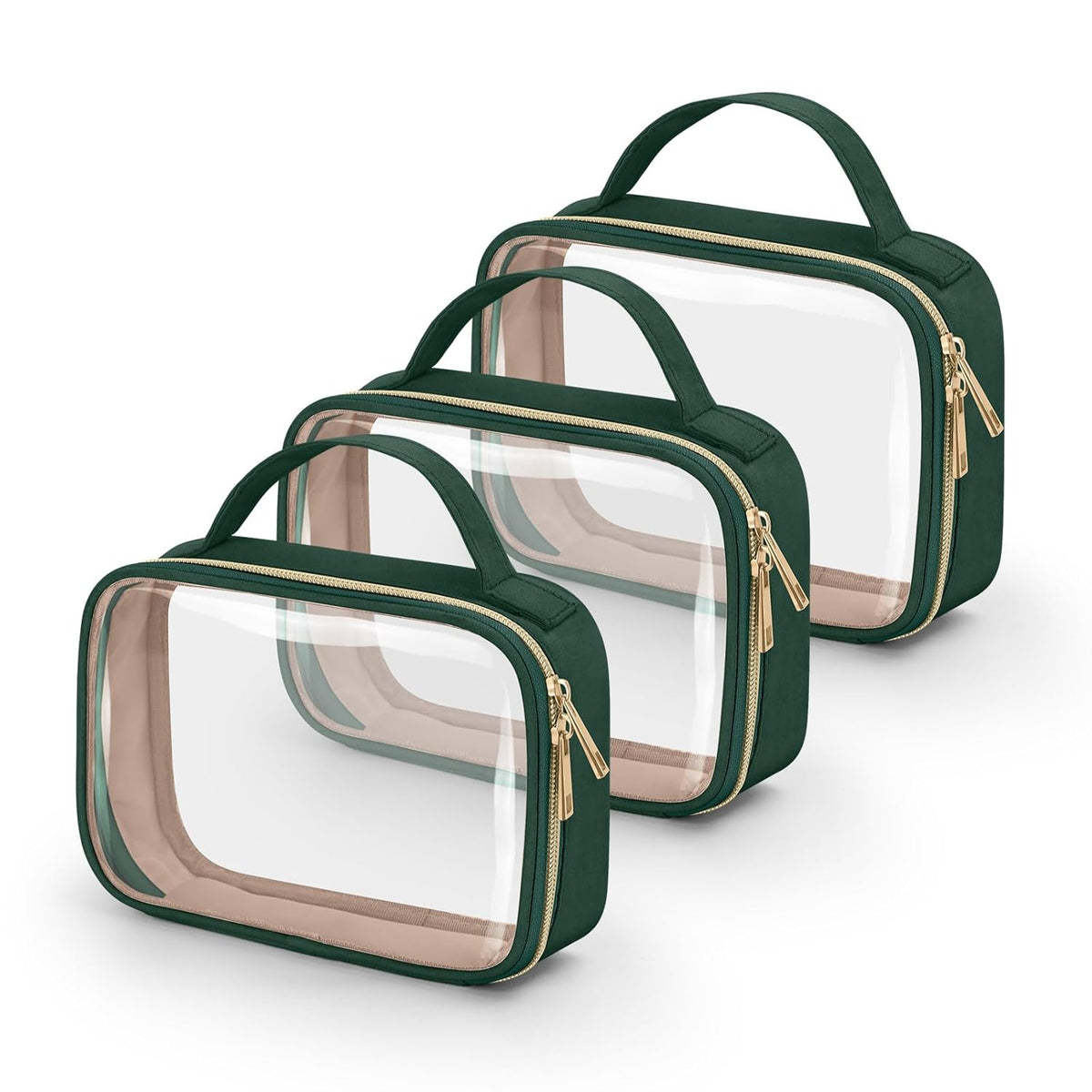 TSA Approved Toiletry Bag, Clear Makeup Bags with Handles, Quart Size Clear Toiletry Bags, PVC Cosmetic Bags for Women and Men, Carry on Airport Airline Compliant Bag, Black
