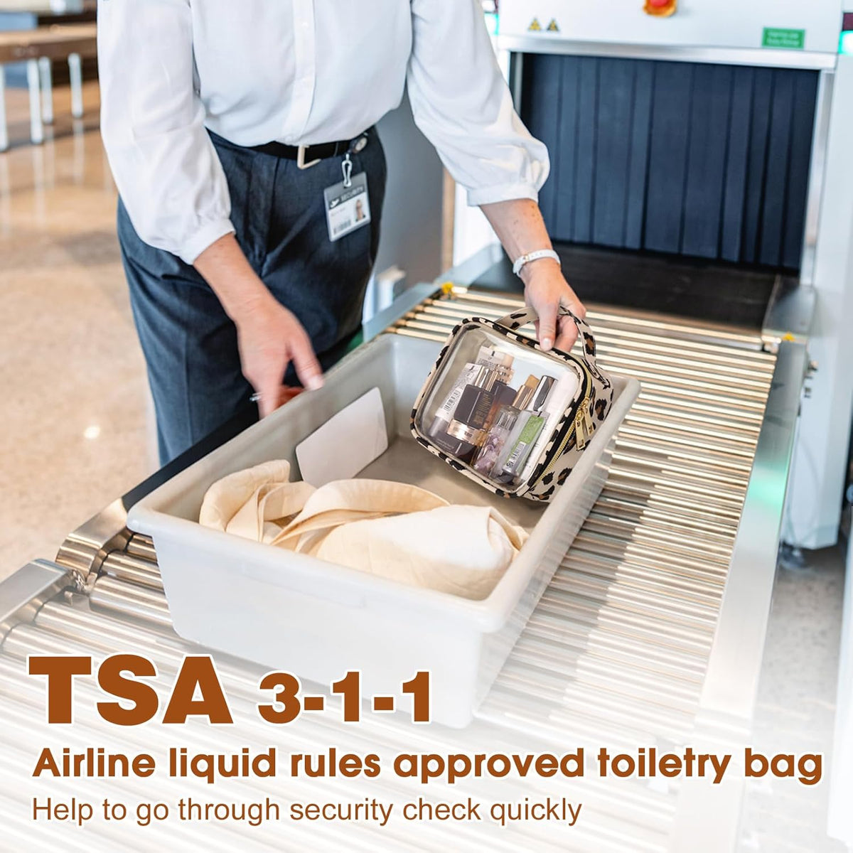 TSA Approved Toiletry Bag, Clear Makeup Bags with Handles, Quart Size Clear Toiletry Bags, PVC Cosmetic Bags for Women and Men, Carry on Airport Airline Compliant Bag, Black