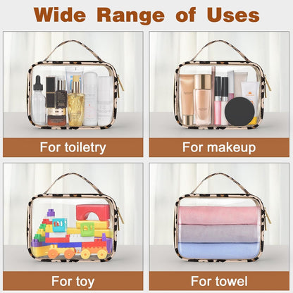 TSA Approved Toiletry Bag, Clear Makeup Bags with Handles, Quart Size Clear Toiletry Bags, PVC Cosmetic Bags for Women and Men, Carry on Airport Airline Compliant Bag, Black