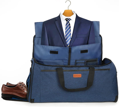Garment Bags for Travel 60L Waterproof 2-in-1 Hanging Duffle Bag for Men Women with SBS Zipper & Shoes Compartment