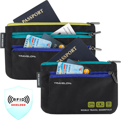 World Travel Essentials Set of 2 Currency and Passport Organizers