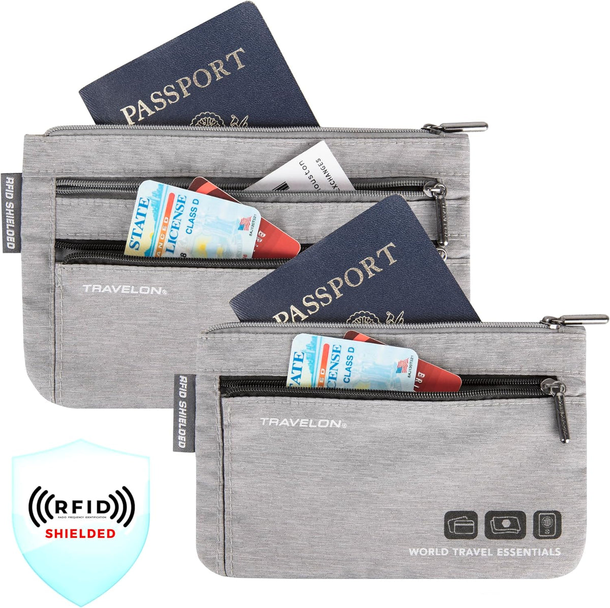 World Travel Essentials Set of 2 Currency and Passport Organizers