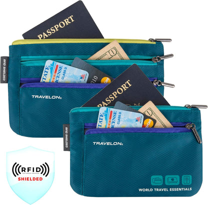 World Travel Essentials Set of 2 Currency and Passport Organizers