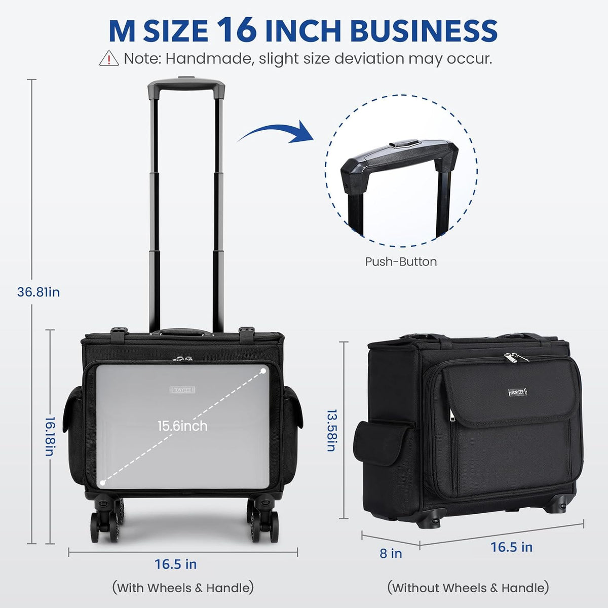 Rolling Laptop Bag 15.6 Inch, Ballistic Nylon Wheeled Briefcase for Men Women, Professional Rolling Work Bag, Underseat Carry On Business Case, 360 Spinner Wheels, Accordion File Office Bag