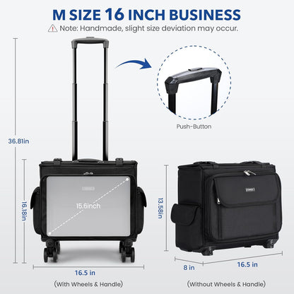 Rolling Laptop Bag 15.6 Inch, Ballistic Nylon Wheeled Briefcase for Men Women, Professional Rolling Work Bag, Underseat Carry On Business Case, 360 Spinner Wheels, Accordion File Office Bag