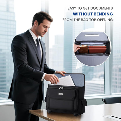 Rolling Laptop Bag 15.6 Inch, Ballistic Nylon Wheeled Briefcase for Men Women, Professional Rolling Work Bag, Underseat Carry On Business Case, 360 Spinner Wheels, Accordion File Office Bag