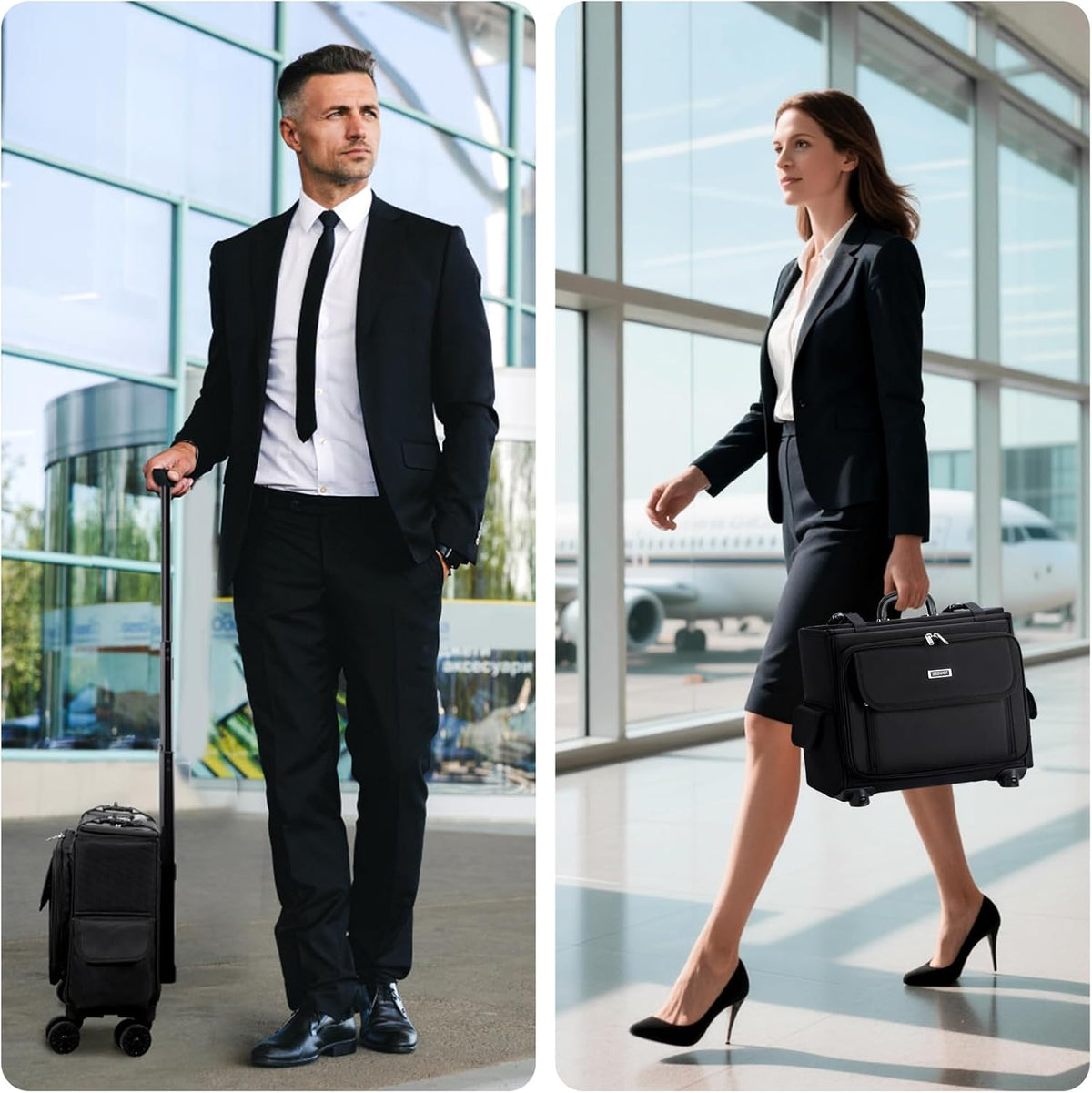 Rolling Laptop Bag 15.6 Inch, Ballistic Nylon Wheeled Briefcase for Men Women, Professional Rolling Work Bag, Underseat Carry On Business Case, 360 Spinner Wheels, Accordion File Office Bag