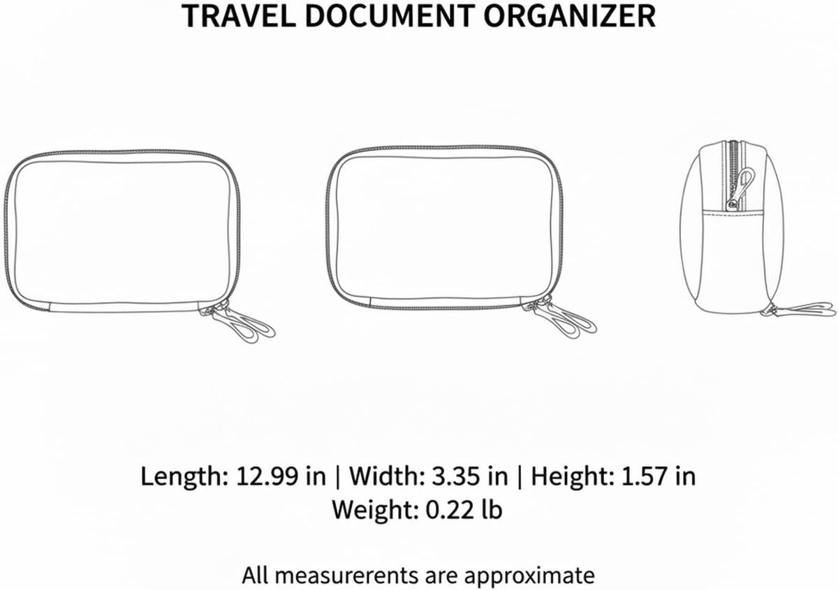 Gray Nylon Travel Document Organizer - Passport Wallet with Compartments for Boarding Passes, Visas & Tickets