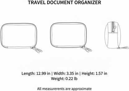 Gray Nylon Travel Document Organizer - Passport Wallet with Compartments for Boarding Passes, Visas & Tickets