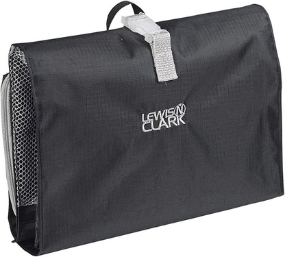 Hanging Toiletry Bag for Travel Accessories, Shampoo, Cosmetics + Personal Items with Waterproof Compartment and Folding Design, Black