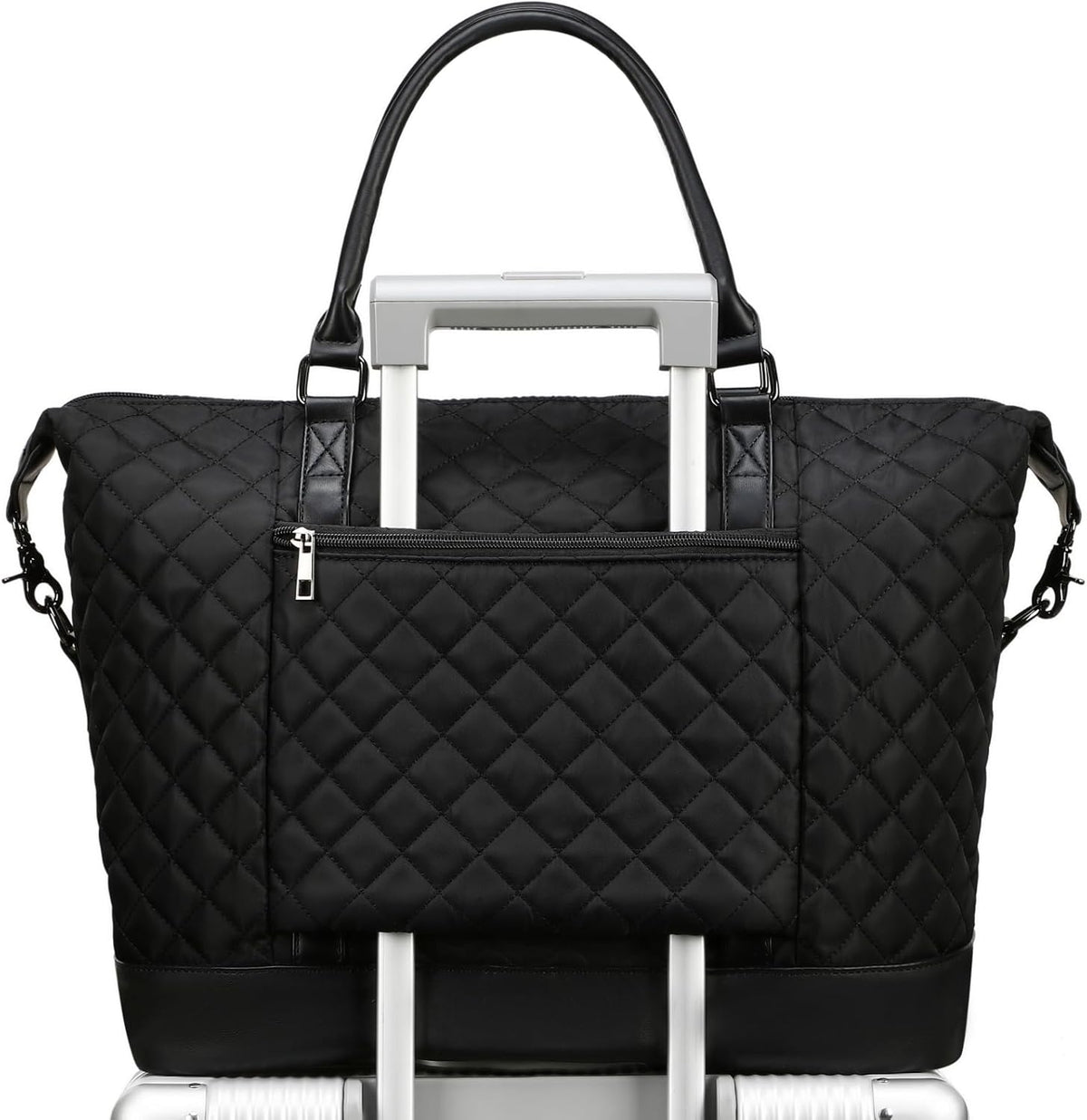 Travel Tote Bags with Zipper Ladies Canvas Bag Weekender Overnight Bag for Women Carry on Duffel Bag Trolley Sleeve
