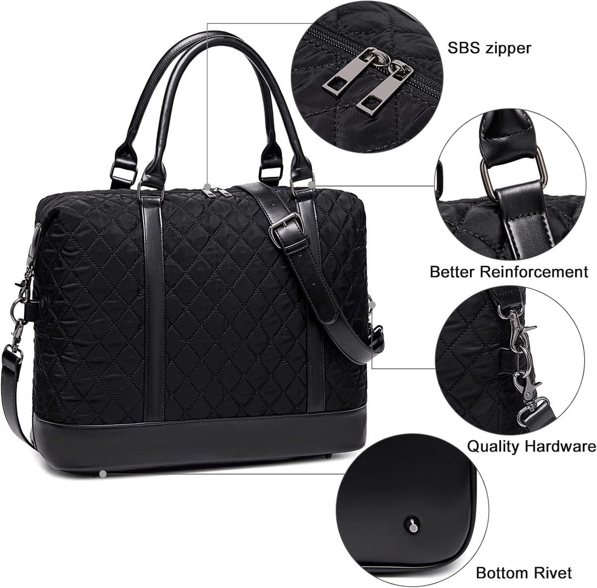 Travel Tote Bags with Zipper Ladies Canvas Bag Weekender Overnight Bag for Women Carry on Duffel Bag Trolley Sleeve