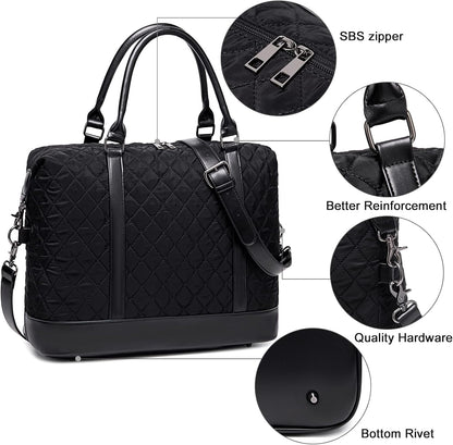 Travel Tote Bags with Zipper Ladies Canvas Bag Weekender Overnight Bag for Women Carry on Duffel Bag Trolley Sleeve