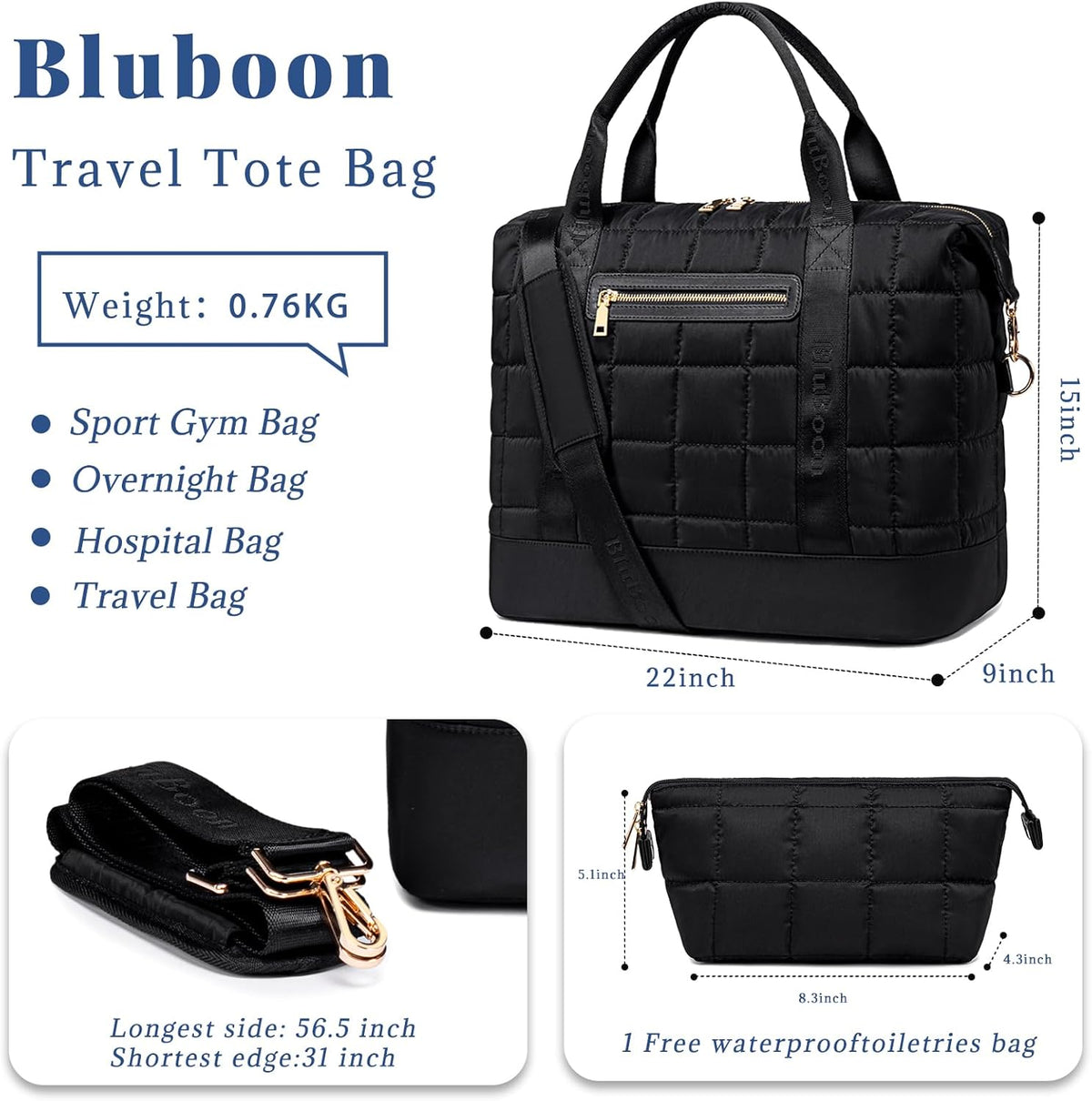 Travel Tote Bags with Zipper Ladies Canvas Bag Weekender Overnight Bag for Women Carry on Duffel Bag Trolley Sleeve