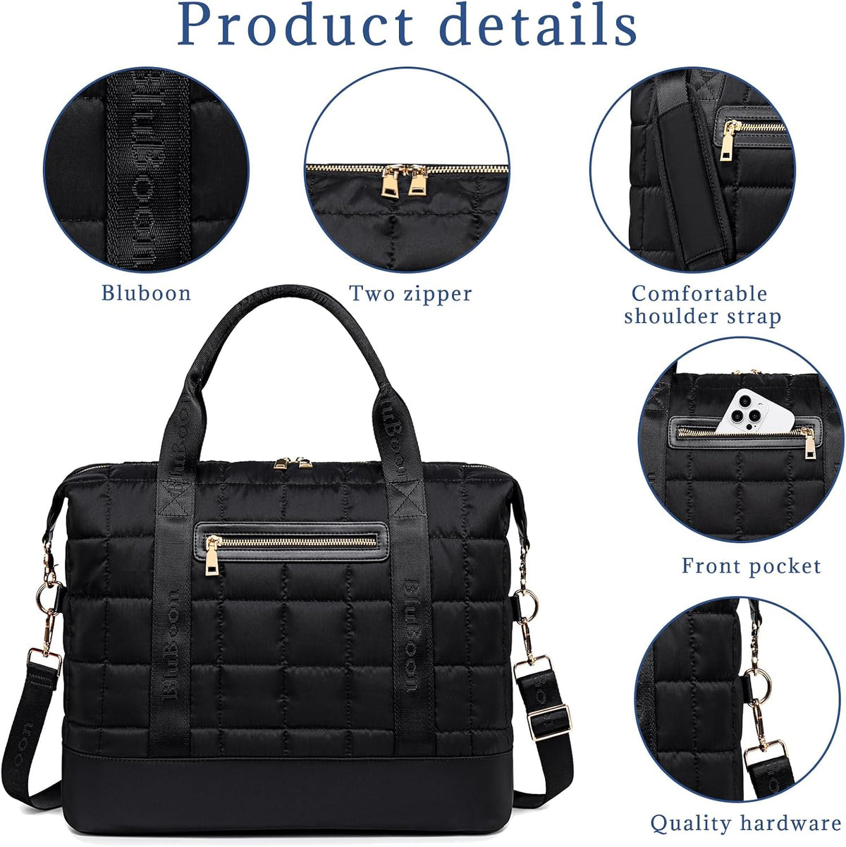Travel Tote Bags with Zipper Ladies Canvas Bag Weekender Overnight Bag for Women Carry on Duffel Bag Trolley Sleeve