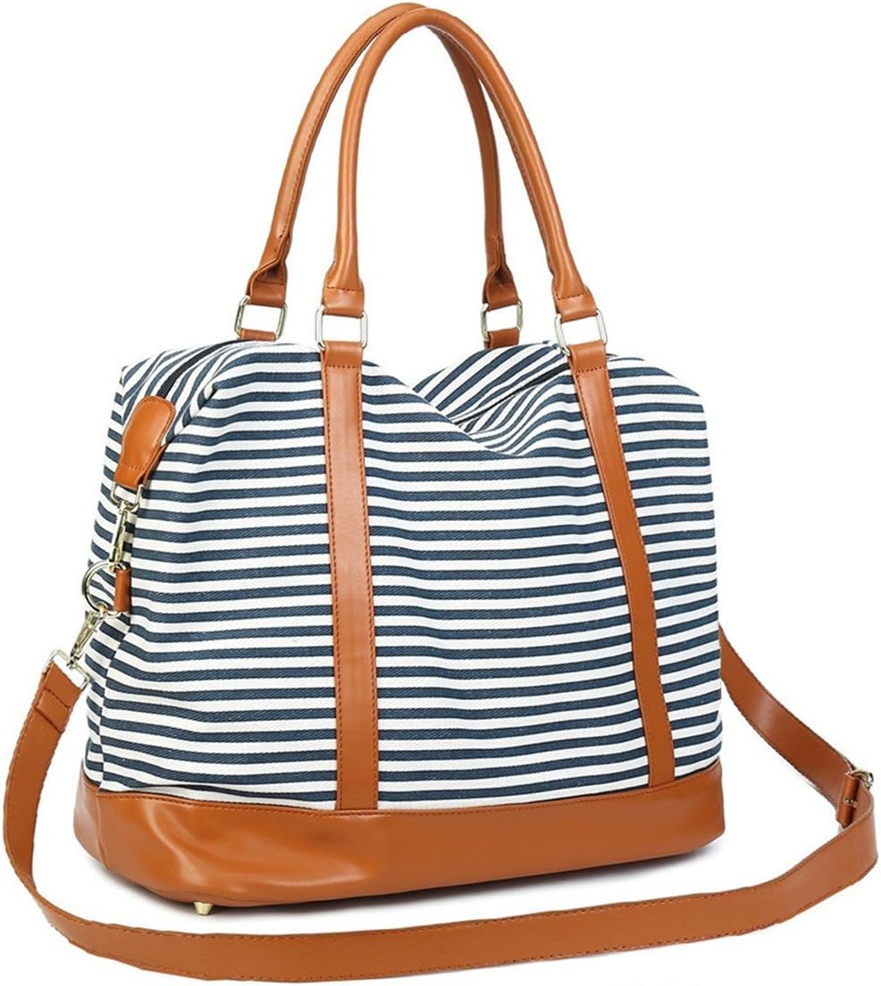 Travel Tote Bags with Zipper Ladies Canvas Bag Weekender Overnight Bag for Women Carry on Duffel Bag Trolley Sleeve
