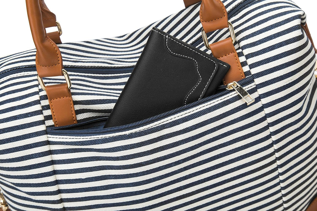 Travel Tote Bags with Zipper Ladies Canvas Bag Weekender Overnight Bag for Women Carry on Duffel Bag Trolley Sleeve