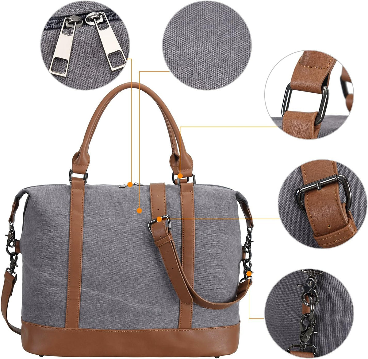 Travel Tote Bags with Zipper Ladies Canvas Bag Weekender Overnight Bag for Women Carry on Duffel Bag Trolley Sleeve