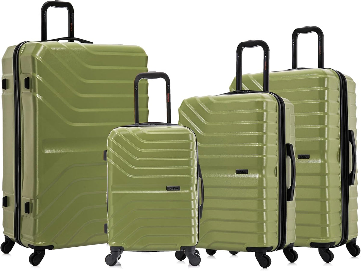 AURUM Hardside Luggage with Spinner Wheels | 20 in Durable Lightweight Carry on Suitcase for Travel | Zipper Clouser Suit Case with Gel Handles and Trolley | Green