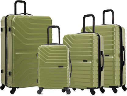 AURUM Hardside Luggage with Spinner Wheels | 20 in Durable Lightweight Carry on Suitcase for Travel | Zipper Clouser Suit Case with Gel Handles and Trolley | Green