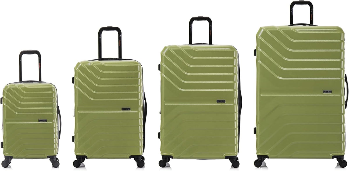 AURUM Hardside Luggage with Spinner Wheels | 20 in Durable Lightweight Carry on Suitcase for Travel | Zipper Clouser Suit Case with Gel Handles and Trolley | Green