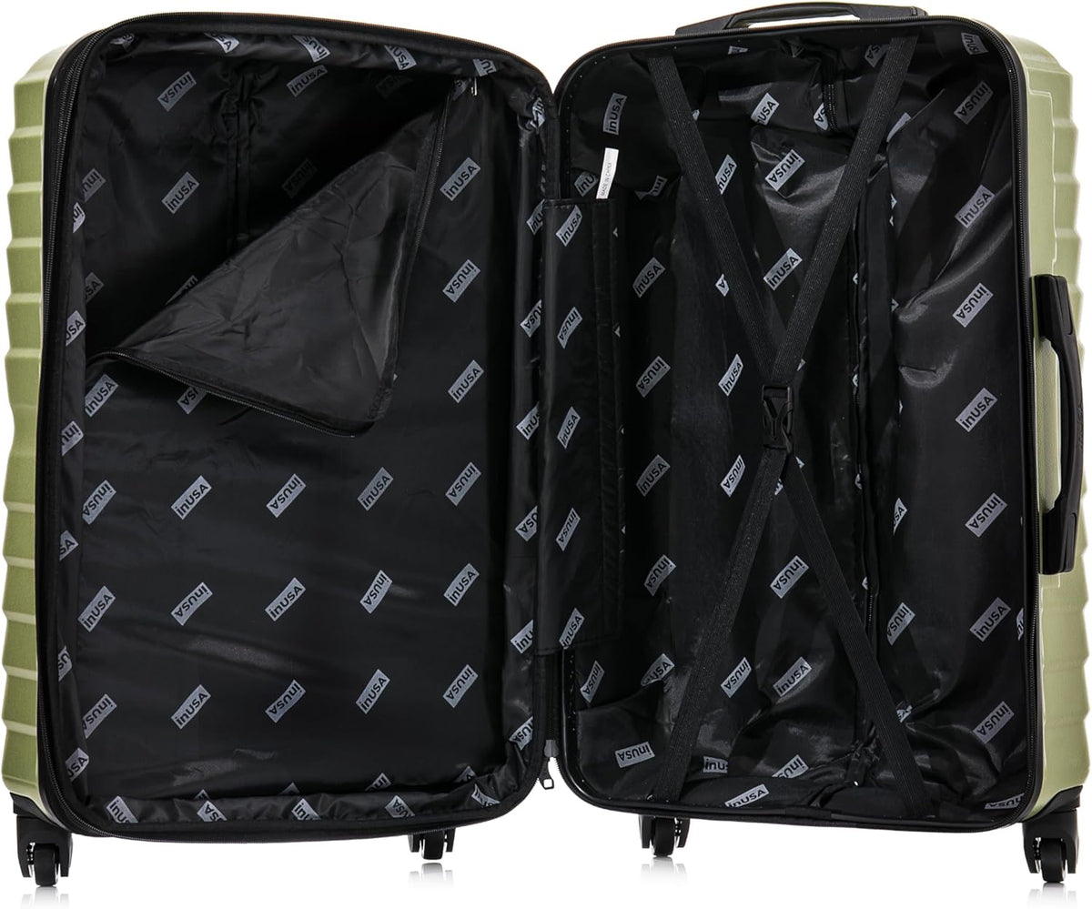 AURUM Hardside Luggage with Spinner Wheels | 20 in Durable Lightweight Carry on Suitcase for Travel | Zipper Clouser Suit Case with Gel Handles and Trolley | Green