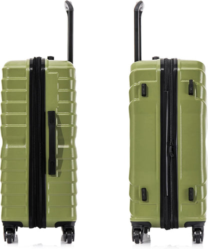 AURUM Hardside Luggage with Spinner Wheels | 20 in Durable Lightweight Carry on Suitcase for Travel | Zipper Clouser Suit Case with Gel Handles and Trolley | Green