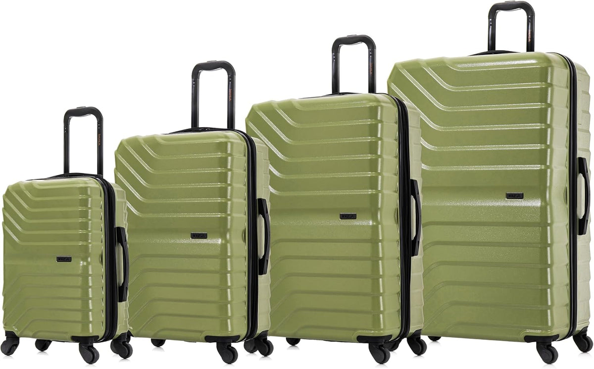 AURUM Hardside Luggage with Spinner Wheels | 20 in Durable Lightweight Carry on Suitcase for Travel | Zipper Clouser Suit Case with Gel Handles and Trolley | Green