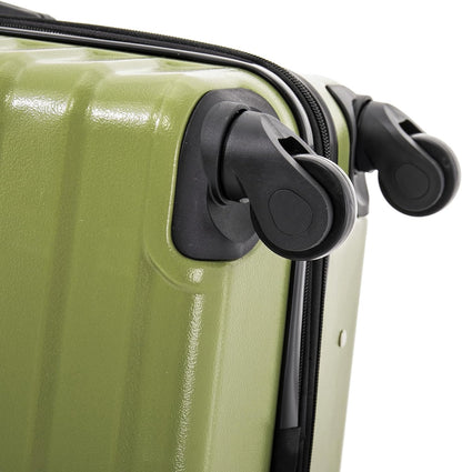 AURUM Hardside Luggage with Spinner Wheels | 20 in Durable Lightweight Carry on Suitcase for Travel | Zipper Clouser Suit Case with Gel Handles and Trolley | Green