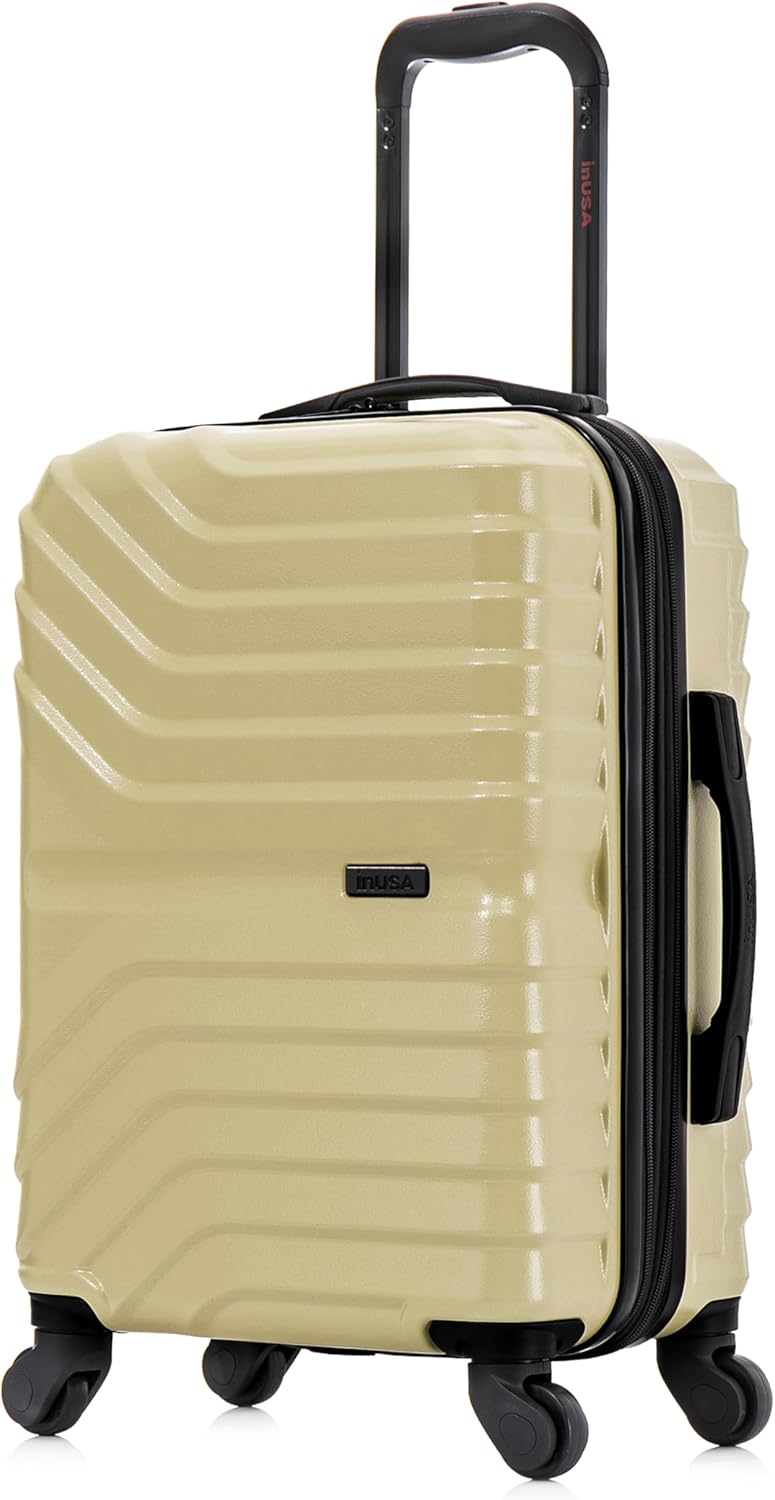 AURUM Hardside Luggage with Spinner Wheels | 20 in Durable Lightweight Carry on Suitcase for Travel | Zipper Clouser Suit Case with Gel Handles and Trolley | Green