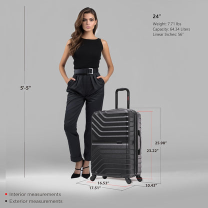 AURUM Hardside Luggage with Spinner Wheels | 20 in Durable Lightweight Carry on Suitcase for Travel | Zipper Clouser Suit Case with Gel Handles and Trolley | Green