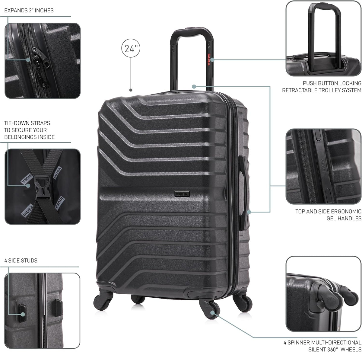 AURUM Hardside Luggage with Spinner Wheels | 20 in Durable Lightweight Carry on Suitcase for Travel | Zipper Clouser Suit Case with Gel Handles and Trolley | Green