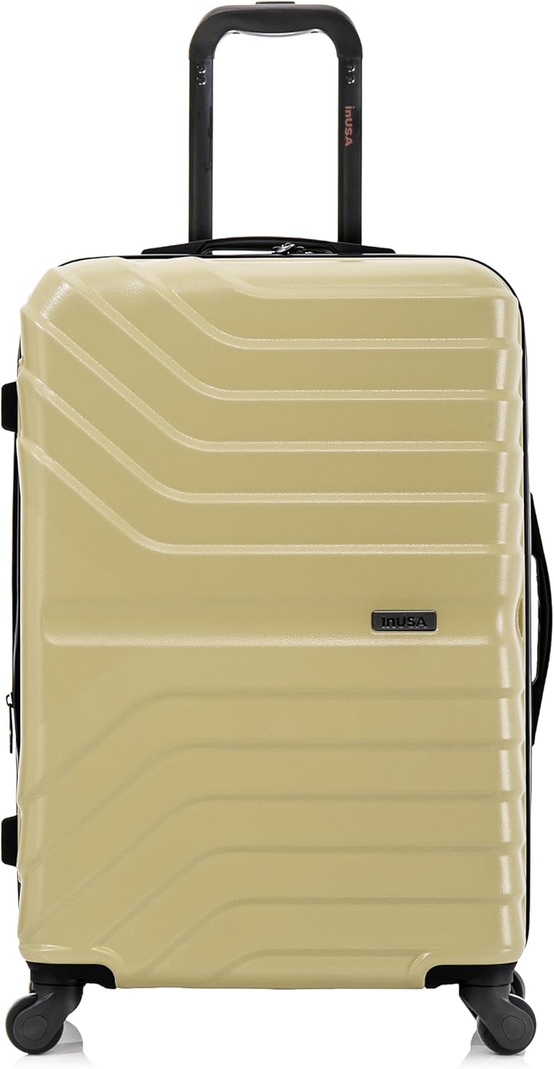 AURUM Hardside Luggage with Spinner Wheels | 20 in Durable Lightweight Carry on Suitcase for Travel | Zipper Clouser Suit Case with Gel Handles and Trolley | Green
