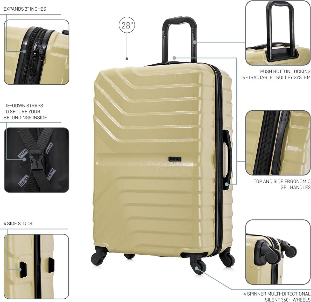 AURUM Hardside Luggage with Spinner Wheels | 20 in Durable Lightweight Carry on Suitcase for Travel | Zipper Clouser Suit Case with Gel Handles and Trolley | Green