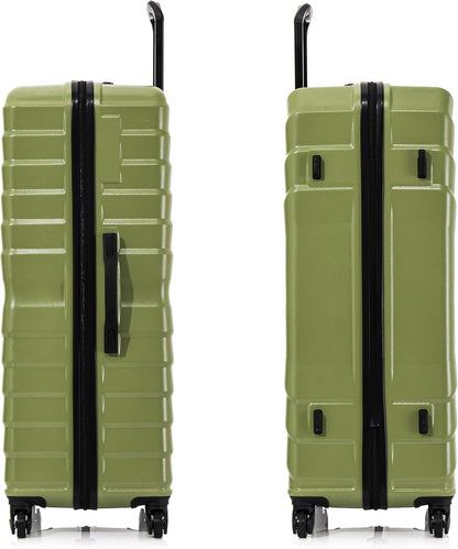 AURUM Hardside Luggage with Spinner Wheels | 20 in Durable Lightweight Carry on Suitcase for Travel | Zipper Clouser Suit Case with Gel Handles and Trolley | Green