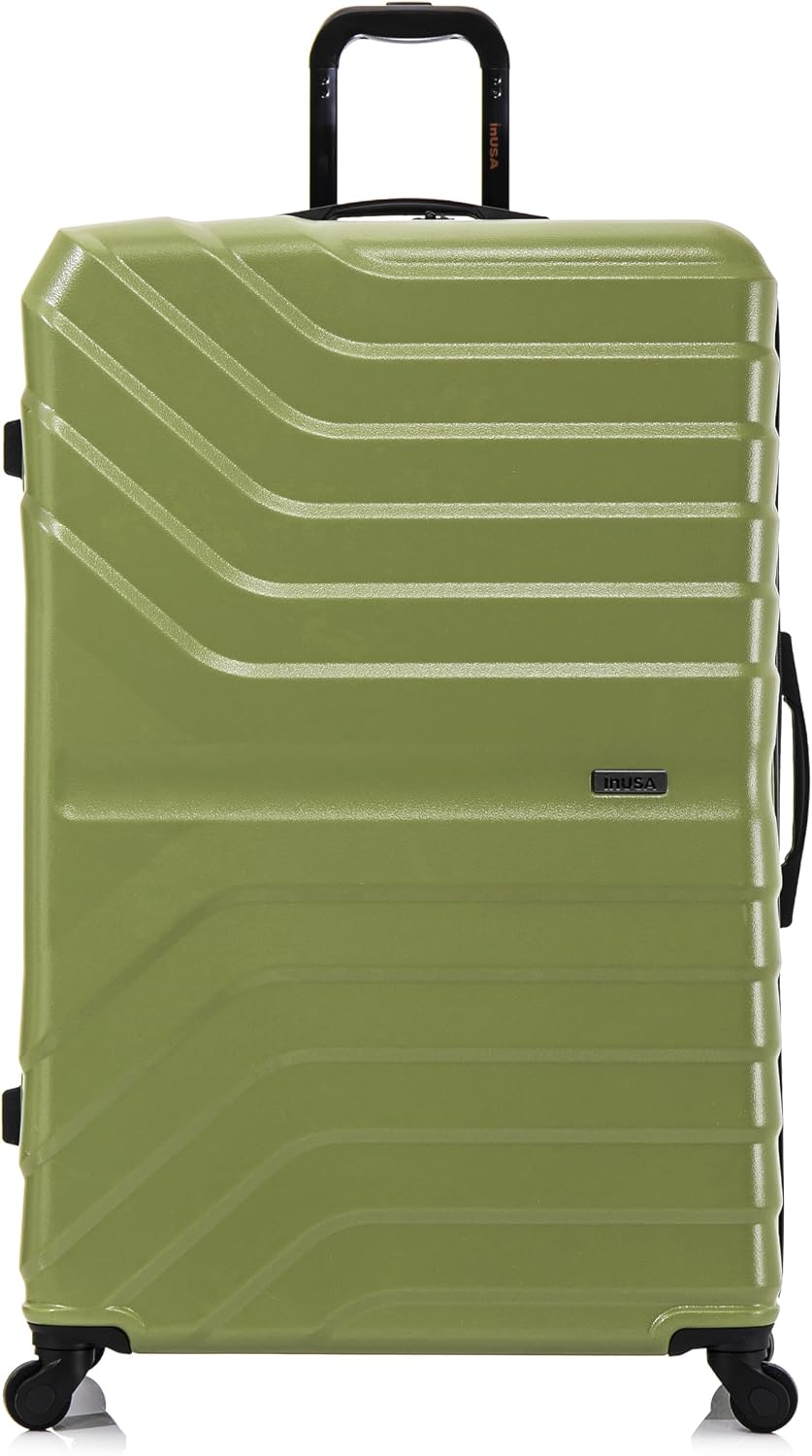 AURUM Hardside Luggage with Spinner Wheels | 20 in Durable Lightweight Carry on Suitcase for Travel | Zipper Clouser Suit Case with Gel Handles and Trolley | Green