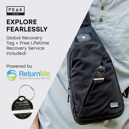 Travel Sling Bag. Compact Crossbody Bag | Lighter and Smaller than a Backpack | Lifetime Lost & Found ID Tag