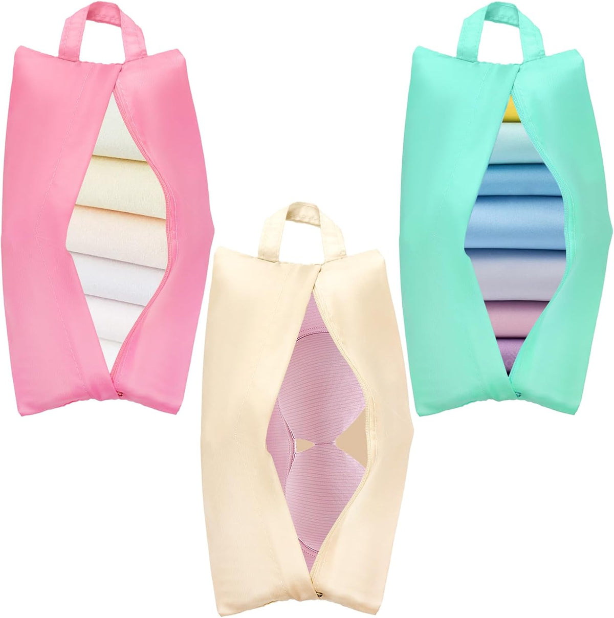 3pcs Travel Underwear Organizer Bag, Underwear Travel Bag with Handle, Bra & Sock Organizer Bags for Women Men Socks Lingerie and Small Clothes