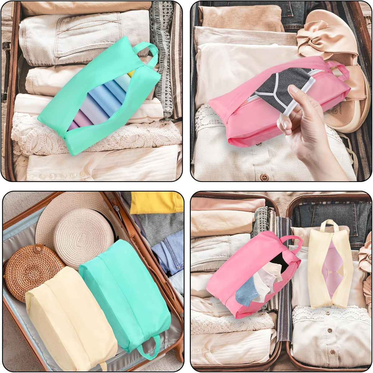 3pcs Travel Underwear Organizer Bag, Underwear Travel Bag with Handle, Bra & Sock Organizer Bags for Women Men Socks Lingerie and Small Clothes